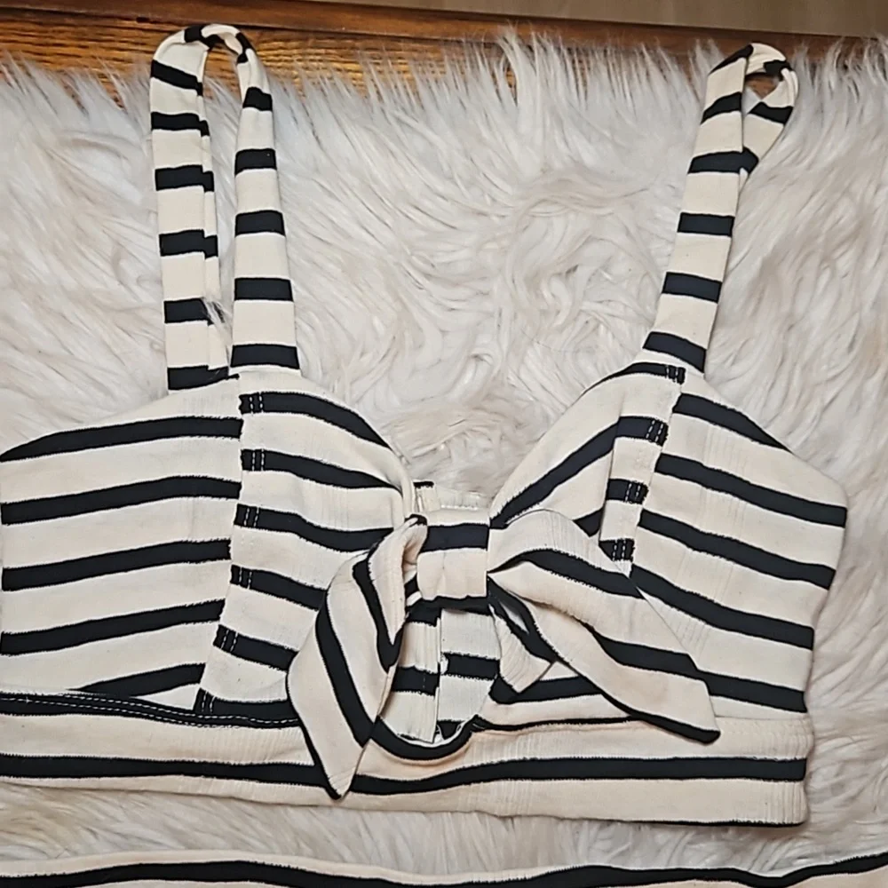 **Free People “Bon Voyage” Stripe Set – Size Medium (Top & Pants)**